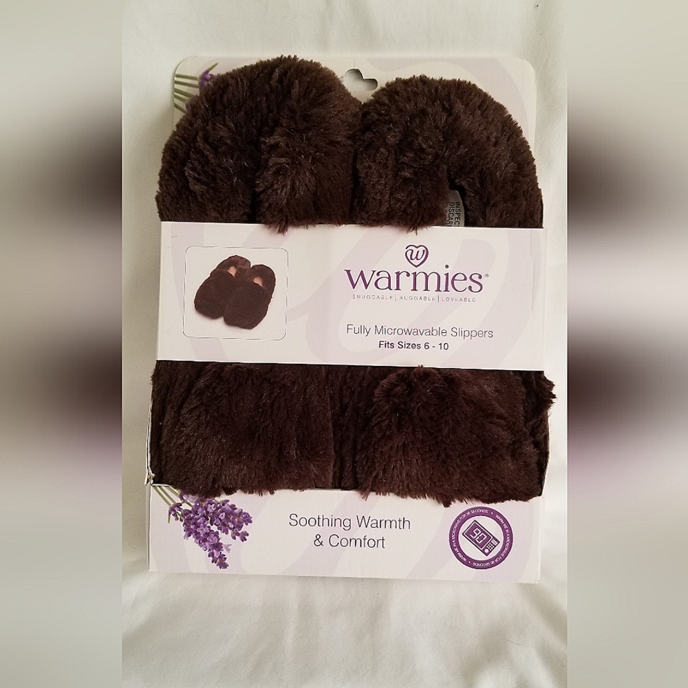 🌴 2/$30 - Warmies Fully Microwaveable Slippers- Brown- Fits Sz 6-10 - NEW!